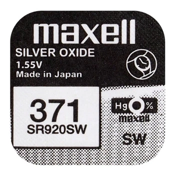 Батарейка для часов серебряно-цинковая Maxell 371 SR920SW AG6 171 1.55V 1 шт. (3366)