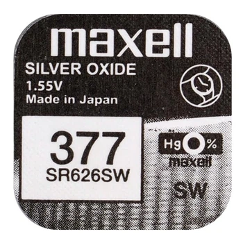 Батарейка для часов серебряно-цинковая Maxell 377 SR626SW AG4 177 LR66 LR626 1.55V (3364)
