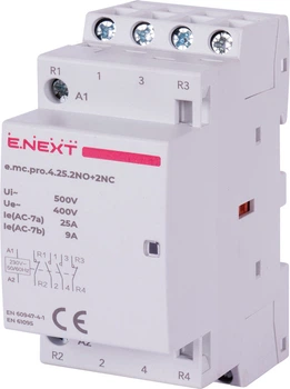 Контактор модульный 4P 25А 2NO+2NC 220V [p005222] E.NEXT e.mc.pro.4.25.2NO+2NC