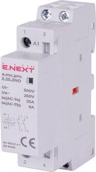 Контактор модульний 2P 25А 2NO 220V [p005201] E.NEXT e.mc.pro.2.25.2NO