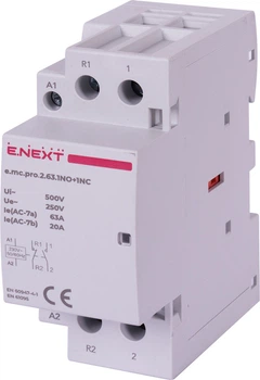 Контактор модульний 2P 63А 1NO+1NC 220V [p005228] E.NEXT e.mc.pro.2.63.1NO+1NC