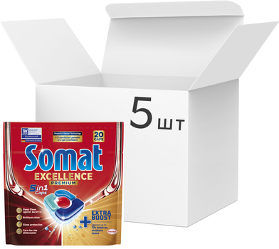 Набір капсул для посудомийної машини Somat Exellence 5-в-1 20 шт х 5 пачок (9000101808384/9000101808384/9000101808384/9000101808384/9000101808384)