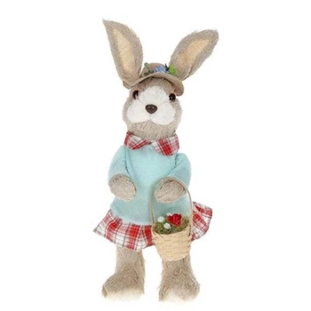 Декоративная Пасхальная фигурка Flora Кролик девочка с корзинкой 38 см. 42022
