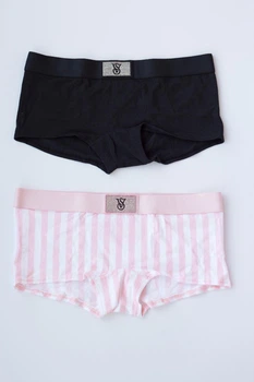 Набор хлопчатобумажных трусиков Victoria's Secret Cotton Shine Patch Hiphugger Panty Logo размер S