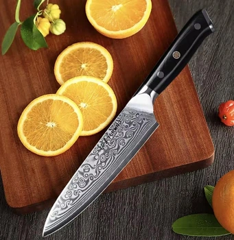 Японський ніж Santoku з дамаської сталі у подарунковій упаковці TURWHO 5" універсальний (VG10 Steel"5U)