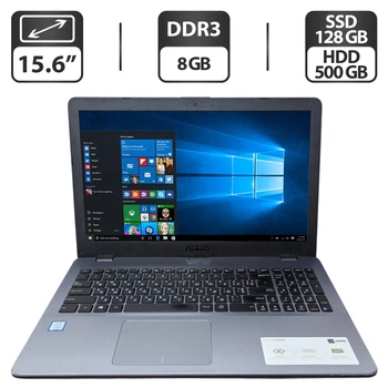 Ноутбук Б-класс Asus VivoBook X542U / 15.6" (1366x768) TN / Intel Core i3-7100U (2 (4) ядра по 2.4 GHz) / 8 GB DDR4 / 128 GB SSD + 500 GB HDD / Intel HD Graphics 620 / WebCam б/у
