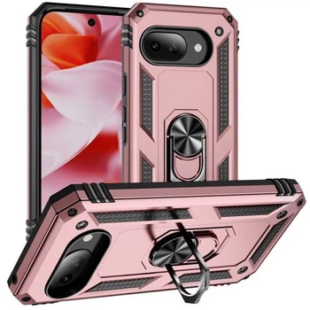 Противоударный чехол с подставкой Deexe Armor Case для Google Pixel 9a - Rose Gold