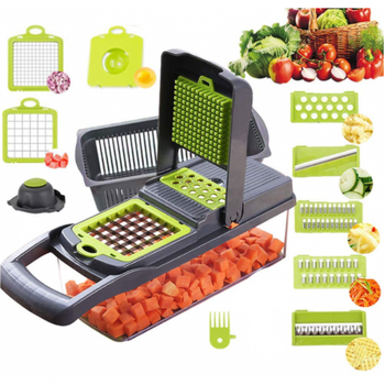 Овочерізка подрібнювач 14 в 1 з контейнером Мультислайсер Kitchen Ideas Veggie Slicer ситечко для яєць