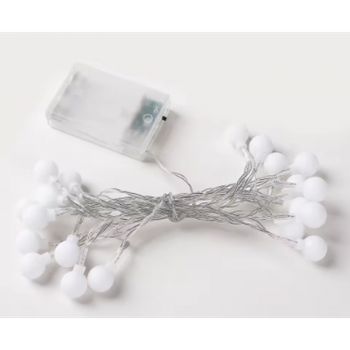 Новогодняя LED RGB гирлянда с прозрачным проводом и питанием от батареек 3×AA Шарики 3м 20 LED шариков