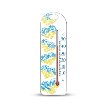 Комнатный термометр со шкалой (от 0 °C до +50 °C) высота 16 см белый Сердца (СП 300194)