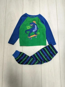 Піжама (кофта+штани) флісова синьо-зелена Динозавр Primark 110см (400010013)
