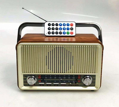 Радиоприёмник портативный аккумуляторный Bluetooth с пультом радио акустика USB Retro Radio Kemai MD-510BT