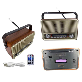 Радиоприёмник портативный аккумуляторный Bluetooth с пультом радио акустика USB Retro Radio Kemai MD-510BT