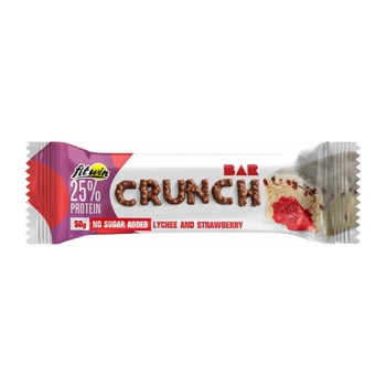 Crunch Bar - 12x50g Lychee and Strawberry протеїнові батончики Crunch Bar зі смаком лічі та полуниці для білкового перекусу й енергії