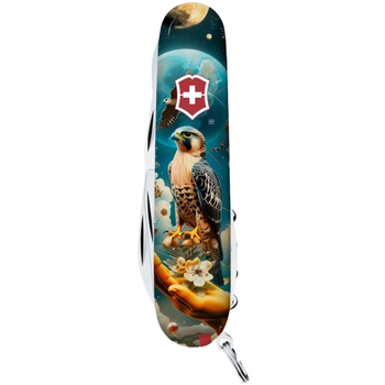 Складной швейцарский нож Victorinox CLIMBER UKRAINE Сокол-защитник 15 функций 91x26x18 мм коробка (Vx13703.3_T3210pw)