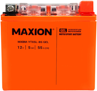 Мото аккумулятор Maxion YTX5L-BS GEL 12 В 5 А/час 55 A (4820219072225)