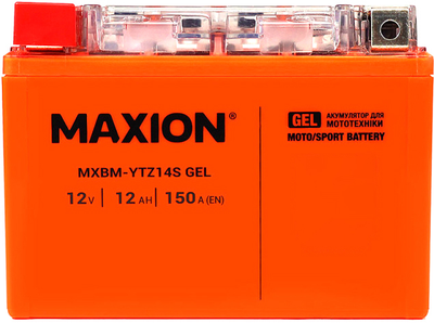 Мото акумулятор Maxion YTZ14S GEL 12 В 12 А/год 150 A (4820219072607)
