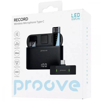Mikrofon bezprzewodowy krawatowy Proove Record Type-C black (6901113767993)