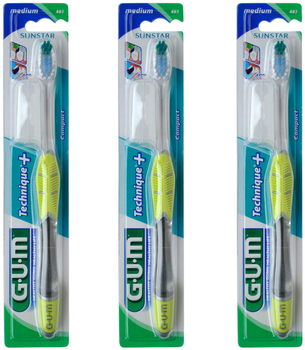 Зубная щетка GUM Technique Plus Compact Средне-мягкая 3 шт (0070942121576)