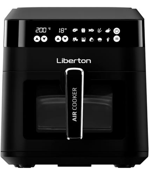 Мультипіч Liberton LAF-3203, Black, 1300W, 6.5л, 10 програм, керування сенсорне, таймер, автовідключення, антипригарне покриття чаші, 80-200 ˚C, оглядове вікно, тримач для тостів, щипці для іжі, щітка для олії, галогеновий нагрівач