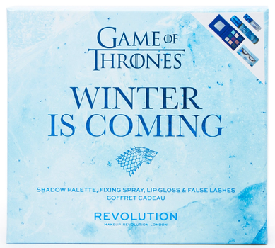 Zestaw Makeup Revolution X Game of Thrones Rzęsy sztuczne + Spray utrwalający makijaż 100 ml + Paleta do brwi 11.7 g + Błyszczyk 4.6 ml (5057566594974)