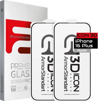 Комплект защитного стекла для смартфона Apple iPhone 16 Plus ArmorStandart Icon 3D 2 шт Black (ARM83512)