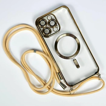 Чохол WAVE Premium Case With MagSafe для iPhone 14 Pro Max з захистом камери і стильним шнурком Gold