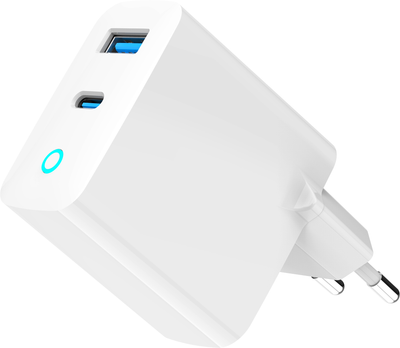 Мережевий зарядний пристрій Gembird 45W GaN USB-A + Type-C White (TA-UC-PDQC45L-W-01)