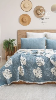 Муслінове покривало Saheser Forest Mavi 240х260 см