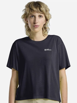 Спортивна футболка для фітнесу жіноча Jack Wolfskin Vonnan Crop T W A63932-1388 Синя (4064886460293)