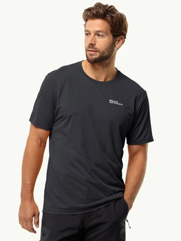 Футболка спортивная длинная мужская Jack Wolfskin Delgami S/S M 1809811-6000 L Черная (4064993981667)