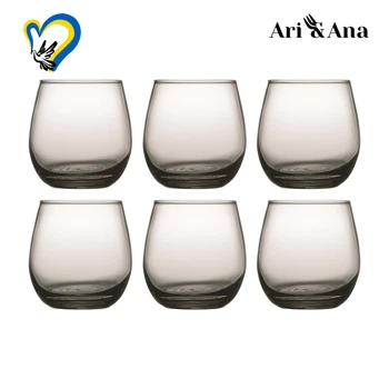 Набір низьких склянок Ari&Ana 6X320 мл, для холодних напоїв чорні, стакани для коктейлів соку