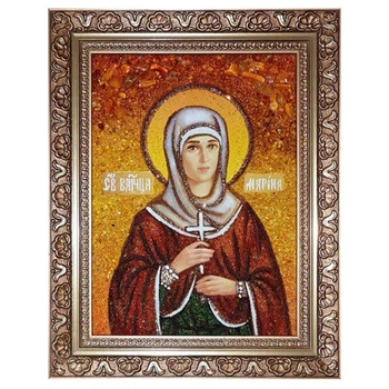 Икона "Святая великомученица Марина" янтарная 15х20