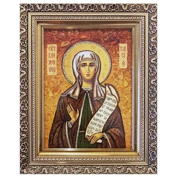 Икона "Святая блаженная Таисия" янтарная 15х20