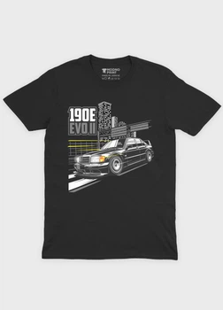 Чоловіча футболка MODNO з авто-мото принтом "Mercedes 190E EVO II" XL Чорний (TS001-013-2-088-F-BL-M)