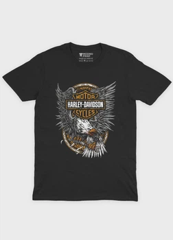 Жіноча футболка MODNO з авто-мото принтом "Harley Davidson" S Чорний (TS001-013-3-005-F-BL-F)