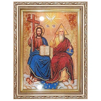 Икона "Новозаветная Троица" янтарная 30х40