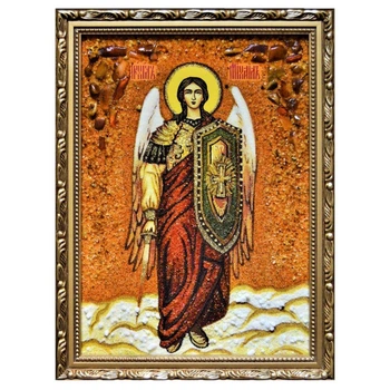 Ікона "Святий Архангел Михаїл" бурштинова 15х20