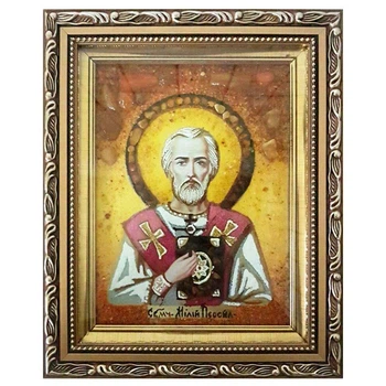 Икона "Священномученик Милий Персидский" янтарная 15х20