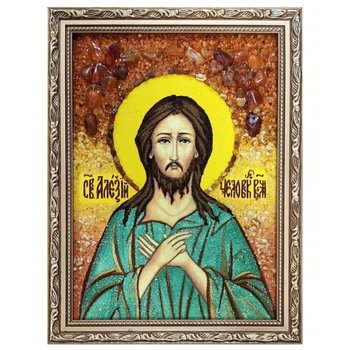 Икона "Святитель Алексий" янтарная 15х20