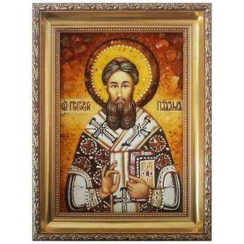 Икона "Святой Григорий Палама" янтарная 15х20