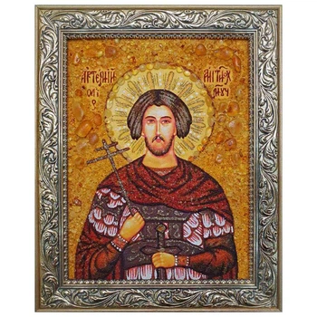 Икона "Великомученик Артемий Антиохийский" янтарная 30х40