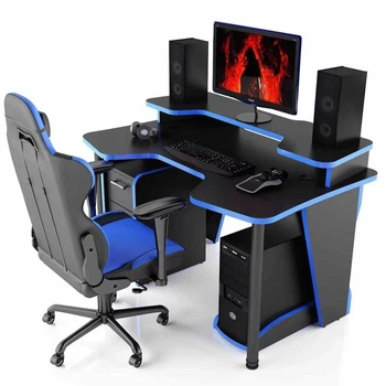 Компьютерный геймерский стол COMFORT с надстройкой и ящиками GT12N 120 см белый с черным черно синий