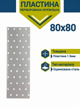 Пластина перфорированная 80х80 1,5мм пластина крепежная