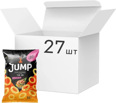 Упаковка снеков Jump Кольца кукурузные со вкусом Том-Ям 50 г х 27 шт (1.35 кг) (4820237693464)