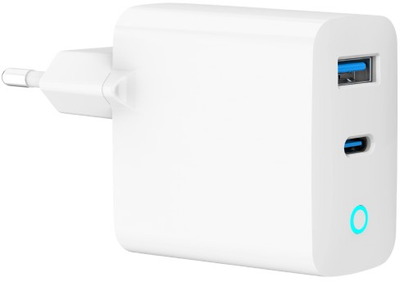 Зарядний пристрій Gembird USB-A (QC3.0), USB-C (PD) GaN 65W White (TA-UC-PDQC65L-W-01)