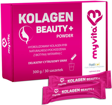 Suplement diety MyVita Kolagen Beauty+ Powder 300 g 30 saszetek Cytrusowy smak (5903021593429)