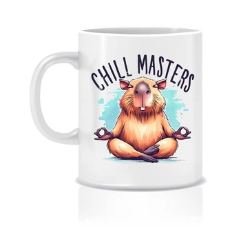 Чашка Керамическая Кружка с принтом Капибара Chill Masters Белая 330 мл