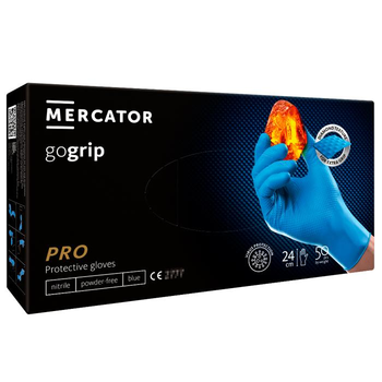 Рукавички нітрилові MERCATOR gogrip blue, розмір М, 50 шт
