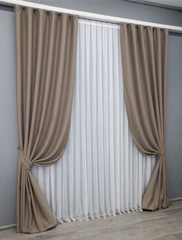 Комплект готових штор VR-Textil Блекаут Midnight № 1674ш Капучино 100х295 см 2 шт (31-776)